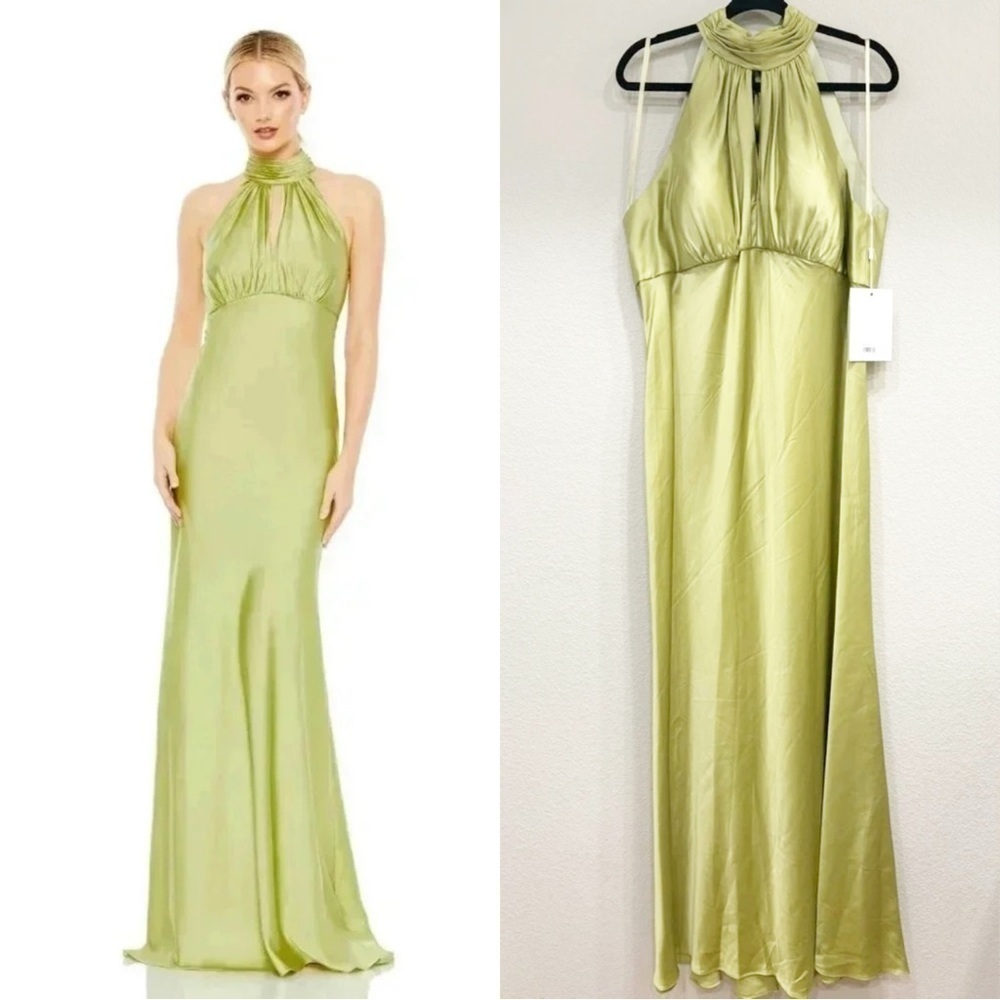 NWT Mac Duggal 49520 Keyhole Halter Empire Waist Gown Prom Dress‎
